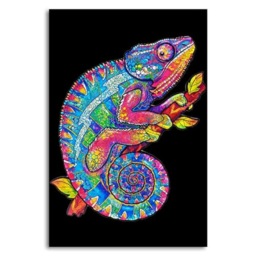 絵画　油絵　原画　動物　カメレオン　グリーン　アート　インテリア　F4 絵画の通販、購入ならFROM ARTIST/作品名：マダラキ和柄アート